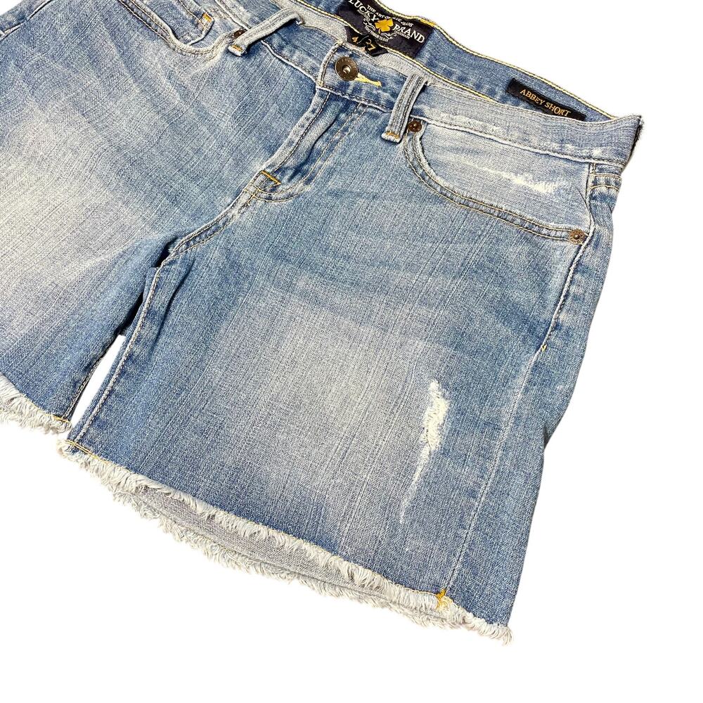 Lucky Brand Light Wash Jean Denim Cutoff Abbey Shorts Sz 4 / 27 - Picture 2 of 10